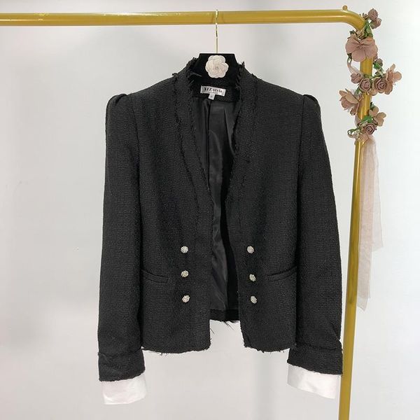 women's jackets 2021 spring tweed slim-fit short paragraph edging fringed suit jacket women 0229, Black;brown
women's jackets 2021 spring tweed slim-fit short paragraph edging fringed suit jacket women 0229, Black;brown