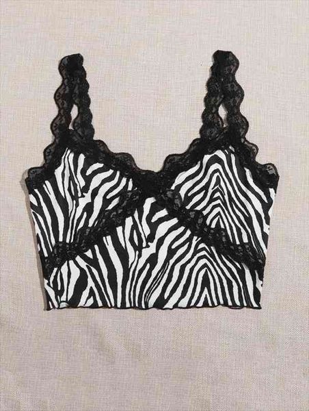 womens fashion zebra pattern camisole lace trim v-neck exposed navel suspender tank streetwear for summer, White
womens fashion zebra pattern camisole lace trim v-neck exposed navel suspender tank streetwear for summer, White