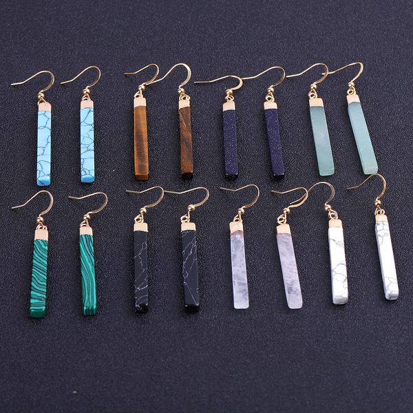 strip natural stone green white kallaite marble turquoise earrings gold color metal opal rose quartz dangle earrings for women jewelry, Silver
strip natural stone green white kallaite marble turquoise earrings gold color metal opal rose quartz dangle earrings for women jewelry, Silver