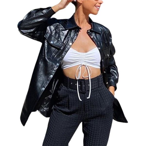 fashion women pu leather jacket autumn coat 2021 streetwear black with belt ladies outfits long sleeve women's jackets, Black;brown
fashion women pu leather jacket autumn coat 2021 streetwear black with belt ladies outfits long sleeve women's jackets, Black;brown