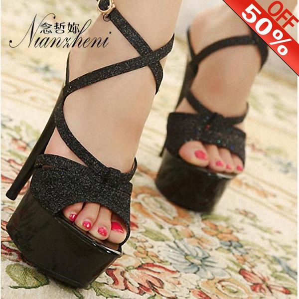 15cm high-heeled sandals nightclub dance shoes summer women's glitter black pole dancing platform model 6 inch high heels
15cm high-heeled sandals nightclub dance shoes summer women's glitter black pole dancing platform model 6 inch high heels