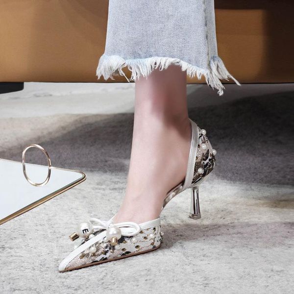 dress shoes ethnic style pearl bow stiletto sandals women's summer 2021 pointed banquet wild fashion net yarn single, Black
dress shoes ethnic style pearl bow stiletto sandals women's summer 2021 pointed banquet wild fashion net yarn single, Black