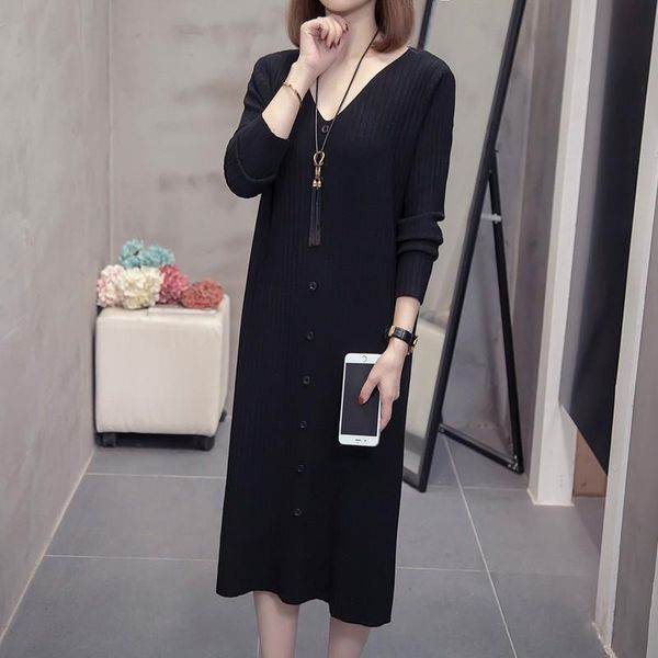 knitted sweater dress pullove oversized fall 2021 v neck single-breasted loose elegant plus size long sleeve casual dresses, Black;gray
knitted sweater dress pullove oversized fall 2021 v neck single-breasted loose elegant plus size long sleeve casual dresses, Black;gray