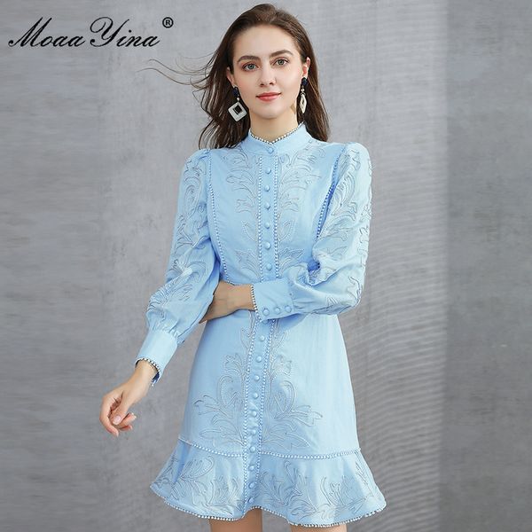 fashion designer dress spring women's dress stand collar long sleeve single-breasted embroidery cotton linen dresses 210524, Black;gray
fashion designer dress spring women's dress stand collar long sleeve single-breasted embroidery cotton linen dresses 210524, Black;gray