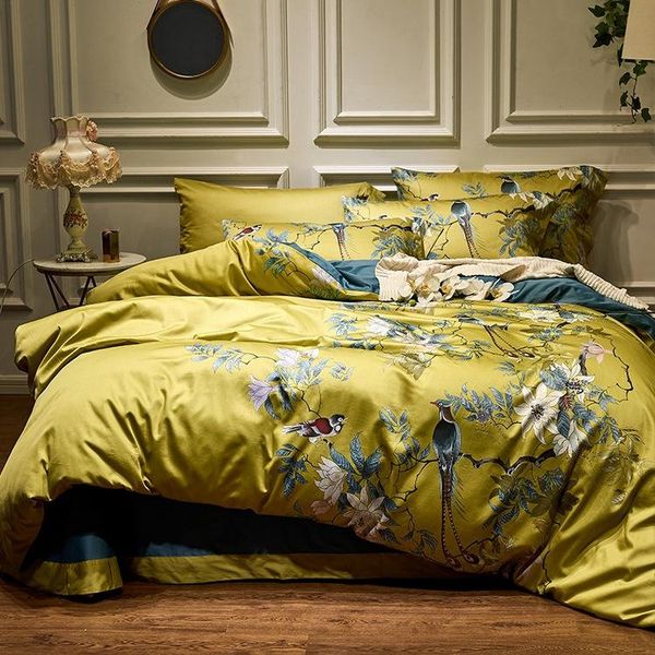 bedding sets spring and summer high-end egyptian cotton printed four-piece set bed comforter
