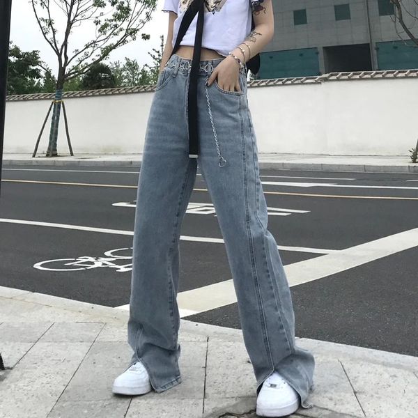 women's jeans korean baggy womens 90s retro patchwork split trousers female streetwear casual straight leg pants, Blue
women's jeans korean baggy womens 90s retro patchwork split trousers female streetwear casual straight leg pants, Blue