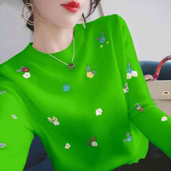 women small embroidery pullover female spring and autumn knitting sweater all-match sweater long sleeve b634, White;black
women small embroidery pullover female spring and autumn knitting sweater all-match sweater long sleeve b634, White;black