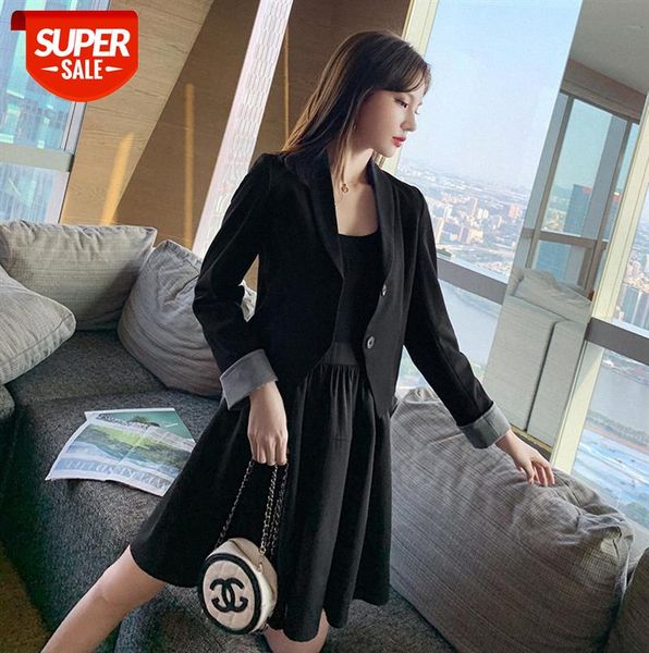 net red style elegant suit skirt women hit color jacket + base suspender two-piece #vq2f, Black;gray
net red style elegant suit skirt women hit color jacket + base suspender two-piece #vq2f, Black;gray