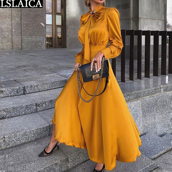 elegant maxi dresses for women long sleeve bow collar high waist autumn solid evening party plus size vestidos 210520, Black;gray
elegant maxi dresses for women long sleeve bow collar high waist autumn solid evening party plus size vestidos 210520, Black;gray