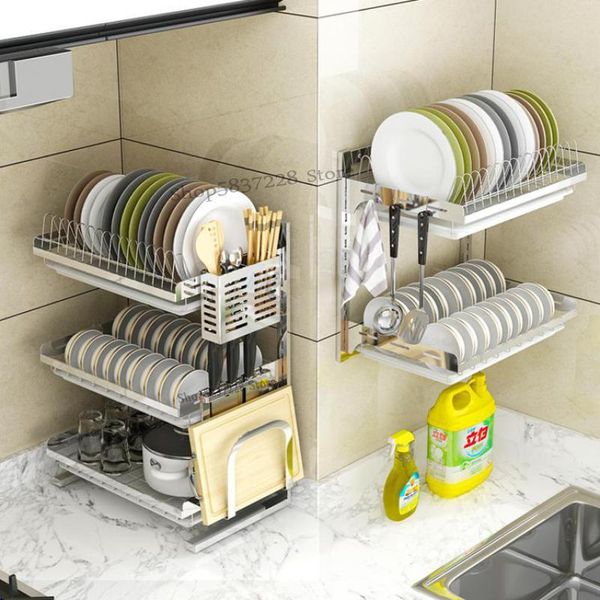 kitchen storage & organization 304 stainless steel racks put dish wall-mounted hanging dishes chopsticks drain bowl rack shelf punch
kitchen storage & organization 304 stainless steel racks put dish wall-mounted hanging dishes chopsticks drain bowl rack shelf punch