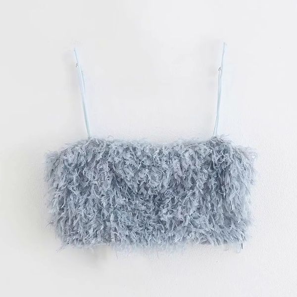 women feathers decoration blue short summer fashion tanks streetwear crop haut femme 210421, White
women feathers decoration blue short summer fashion tanks streetwear crop haut femme 210421, White