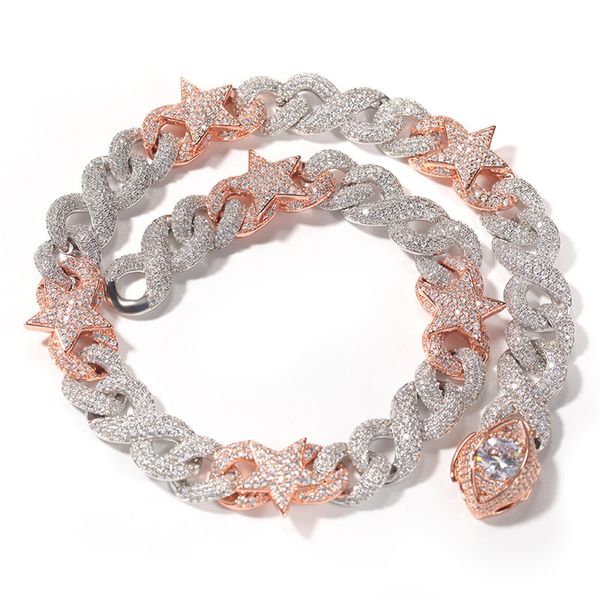 iced out zircon two tone five pointed star eye buckle cuban link chain copper bling hip hop necklace jewelry gift, Silver
iced out zircon two tone five pointed star eye buckle cuban link chain copper bling hip hop necklace jewelry gift, Silver