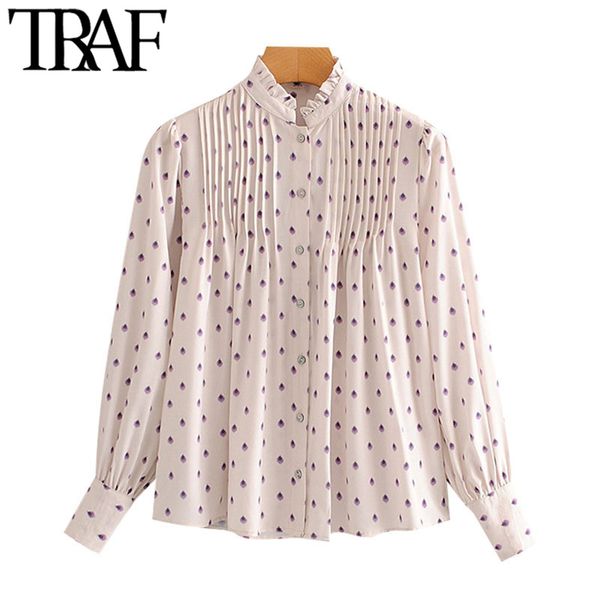 traf women fashion semi-sheer printed pleated blouses vintage high collar long sleeve female shirts blusas chic 210415, White
traf women fashion semi-sheer printed pleated blouses vintage high collar long sleeve female shirts blusas chic 210415, White