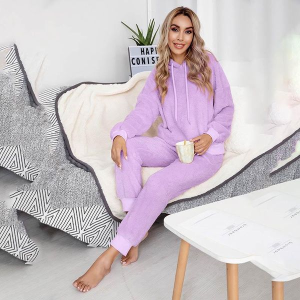 two piece set sportswear womens sleepwear home clothing flannel pajamas thick warm hoodies long homewear y women's pants, White
two piece set sportswear womens sleepwear home clothing flannel pajamas thick warm hoodies long homewear y women's pants, White