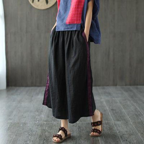 johnature women cotton linen retro patchwork elastic waist wide leg pants summer leisure all-match ankle-length pants 210521, Blue
johnature women cotton linen retro patchwork elastic waist wide leg pants summer leisure all-match ankle-length pants 210521, Blue