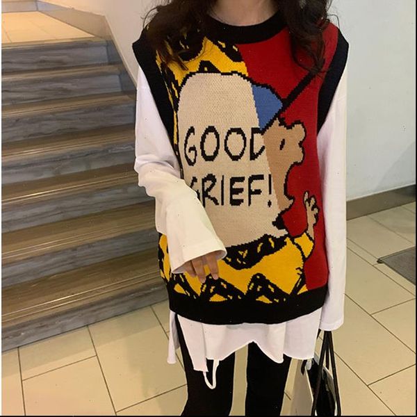 knitted sweater vest women womens sweaters fall winter korean cute cartoon sleeveless pullover jumper oversized tank t406, White;black
knitted sweater vest women womens sweaters fall winter korean cute cartoon sleeveless pullover jumper oversized tank t406, White;black