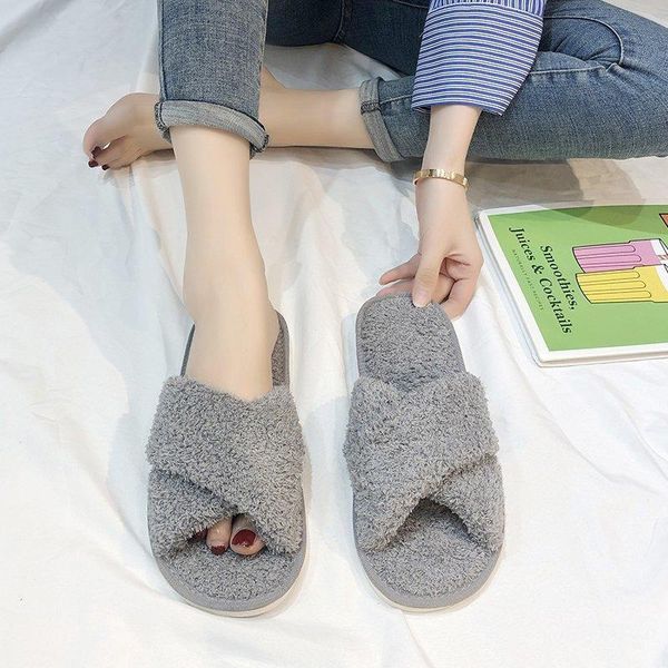 slippers warm faux fur slides female women fluffy winter cross plush open toe soft flat shoes woman plus size, Black
slippers warm faux fur slides female women fluffy winter cross plush open toe soft flat shoes woman plus size, Black