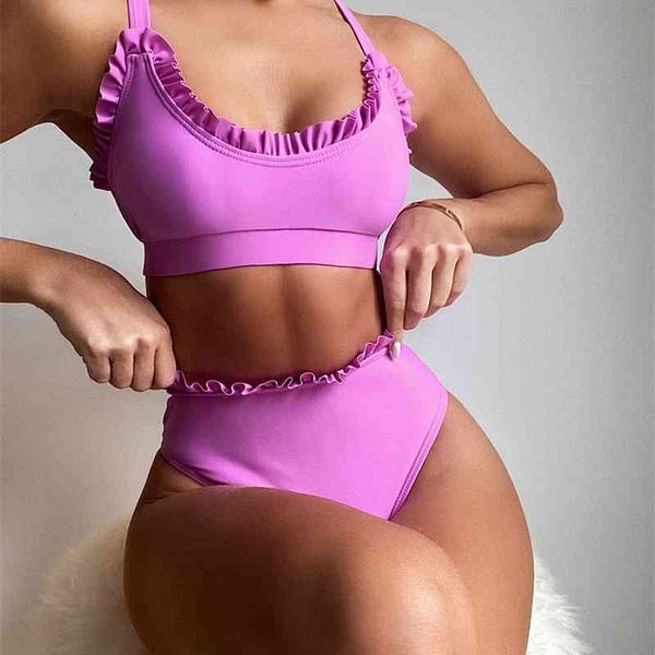 women's swimwear purple ruffled frilled high waist bikini female swimsuit women set padded bather bathing suit swim tvqk, White;black
women's swimwear purple ruffled frilled high waist bikini female swimsuit women set padded bather bathing suit swim tvqk, White;black