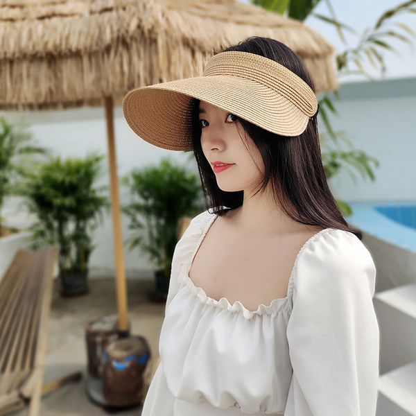 summer sun visor cap with big brim and empty straw hat, Blue;gray 
summer sun visor cap with big brim and empty straw hat, Blue;gray