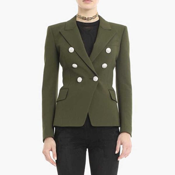 est designer blazer women's lion buttons double breasted jacket army green 210526, White;black
est designer blazer women's lion buttons double breasted jacket army green 210526, White;black