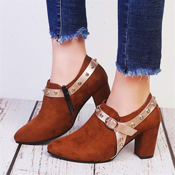 boots 3 colors retro rivet buckle ankle women platform low-shoes solid flock thick heels ladies pointed toe work short, Black
boots 3 colors retro rivet buckle ankle women platform low-shoes solid flock thick heels ladies pointed toe work short, Black
