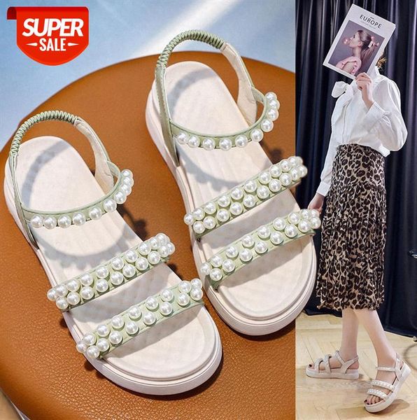 one word pearl sandals female korean style fashion flat-soled student platform #mj3d, Black
one word pearl sandals female korean style fashion flat-soled student platform #mj3d, Black