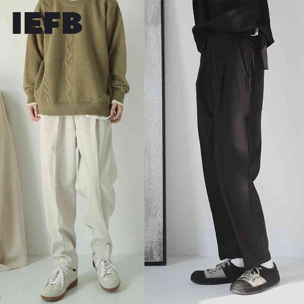 iefb men's spring single fold belt design informal casual suit pants black trousers japanese fashion bottoms 9y4969 210524
iefb men's spring single fold belt design informal casual suit pants black trousers japanese fashion bottoms 9y4969 210524