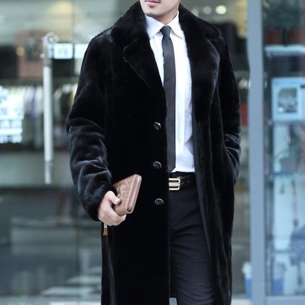 men's fur & faux runway mink overcoat men notched single breasted jacket winter business thick warm long coats plus size 4xl, Black
men's fur & faux runway mink overcoat men notched single breasted jacket winter business thick warm long coats plus size 4xl, Black