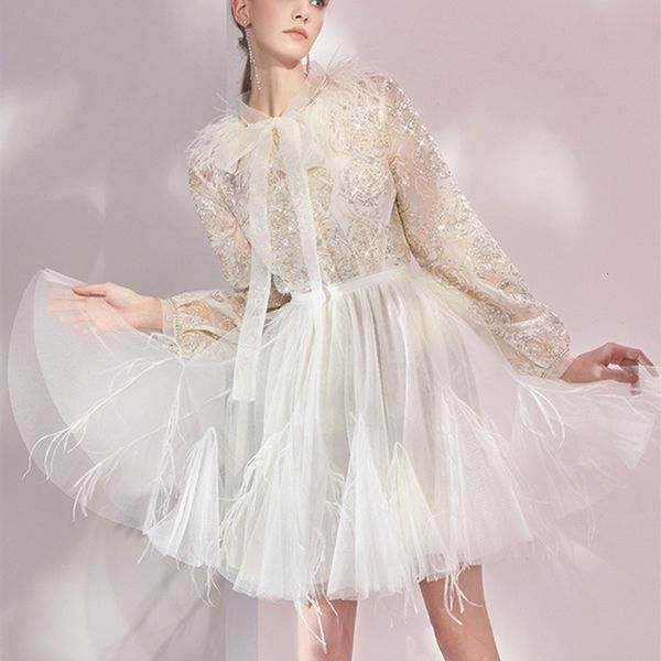 dress designer 2 piece set women see through shine sequins bows feather long sleeve blouse shirt + mesh mini skirt suits sets, White
dress designer 2 piece set women see through shine sequins bows feather long sleeve blouse shirt + mesh mini skirt suits sets, White