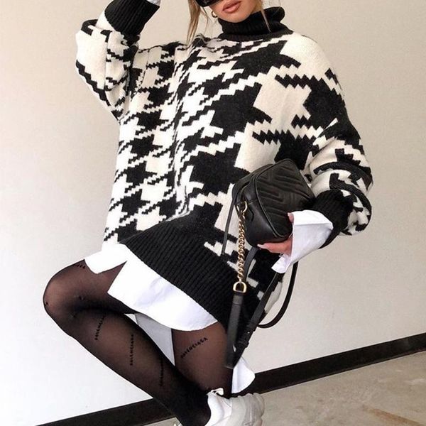 women's sweaters sondr 2021 bow tie sweater high autumn winter woman houndstooth jersey long black fashion warm white jumper ladies, White;black
women's sweaters sondr 2021 bow tie sweater high autumn winter woman houndstooth jersey long black fashion warm white jumper ladies, White;black