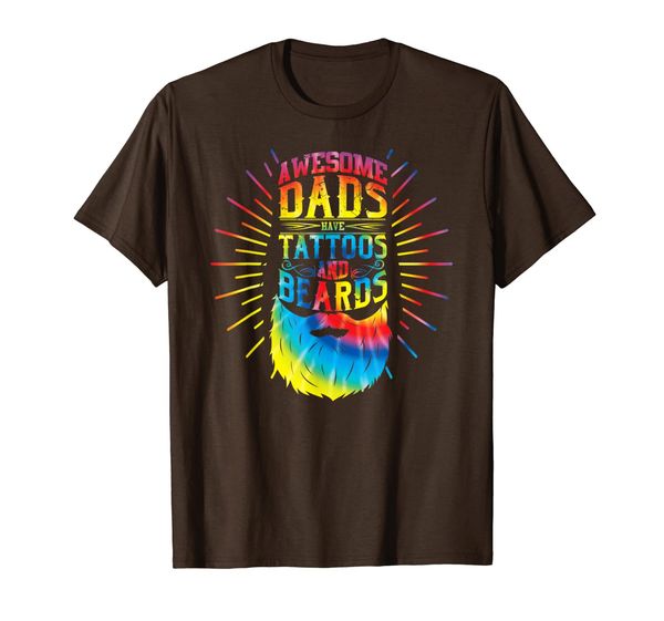 awesome dads have tattoos and beards fathers day gift t-shirt, White;black