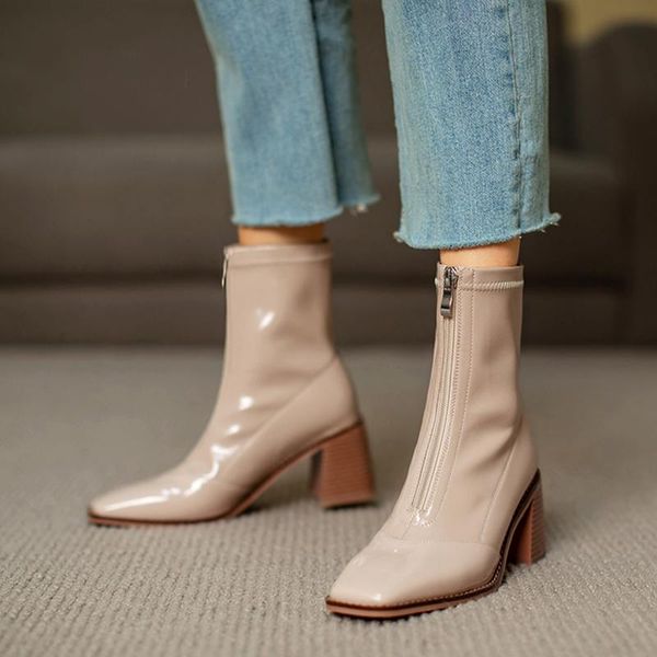 boots front zipper autumn winter warm woman short fashion genuine leather shoes for women working thick heels ankle, Black
boots front zipper autumn winter warm woman short fashion genuine leather shoes for women working thick heels ankle, Black