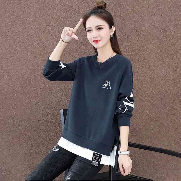 2021 large lazy wind cotton sweater women's autumn and winter new pullover loose fake two-piece long sleeved ins fashion, Black
2021 large lazy wind cotton sweater women's autumn and winter new pullover loose fake two-piece long sleeved ins fashion, Black