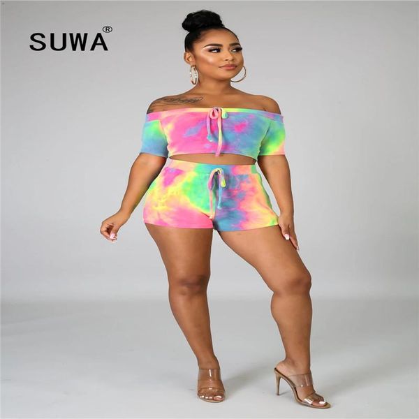 women's tracksuits multicolor tie dye print two piece set summer beach women slash neck crop tees and shorts casual femme suit tra, Gray
women's tracksuits multicolor tie dye print two piece set summer beach women slash neck crop tees and shorts casual femme suit tra, Gray
