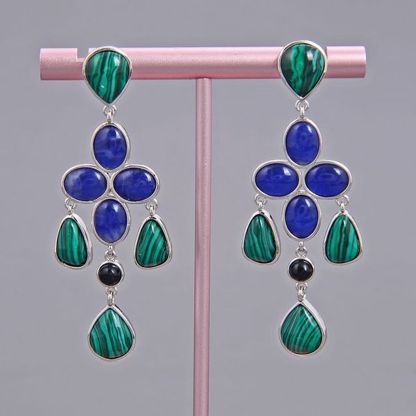 guaiguai jewelry natural green malachite blue sodalite stud 18k white gold plated stud earrings handmade for women real gems stone lady fash, Silver
guaiguai jewelry natural green malachite blue sodalite stud 18k white gold plated stud earrings handmade for women real gems stone lady fash, Silver
