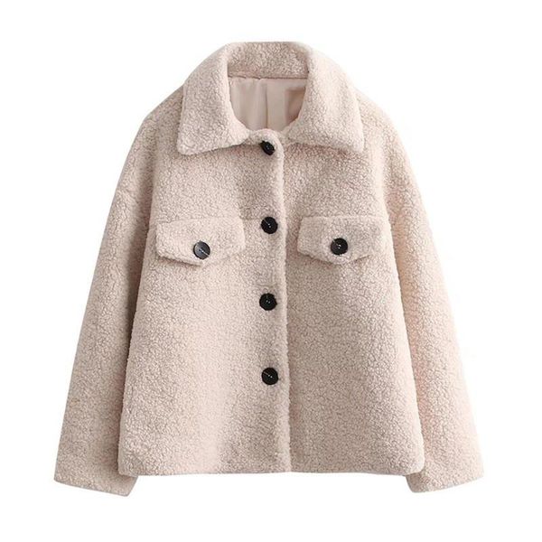 women's wool & blends women coat fashion small fresh lapel long-sleeved single-breasted loose grain fleece jacket ladies solid color sh, Black
women's wool & blends women coat fashion small fresh lapel long-sleeved single-breasted loose grain fleece jacket ladies solid color sh, Black