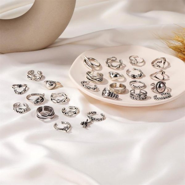 retro hip-hop open knotted heart star ring for women simple punk ancient silver color korean fashion nuckle party trend cluster rings, Golden;silver
retro hip-hop open knotted heart star ring for women simple punk ancient silver color korean fashion nuckle party trend cluster rings, Golden;silver