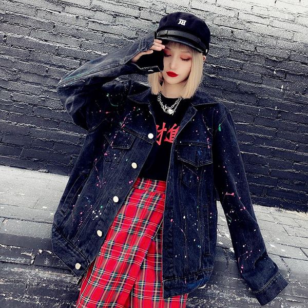 women's jackets streetwear hip-hop denim jacket women 2021 autumn loose single-breasted turn-down collar vintage black coats outerwear, Black;brown
women's jackets streetwear hip-hop denim jacket women 2021 autumn loose single-breasted turn-down collar vintage black coats outerwear, Black;brown
