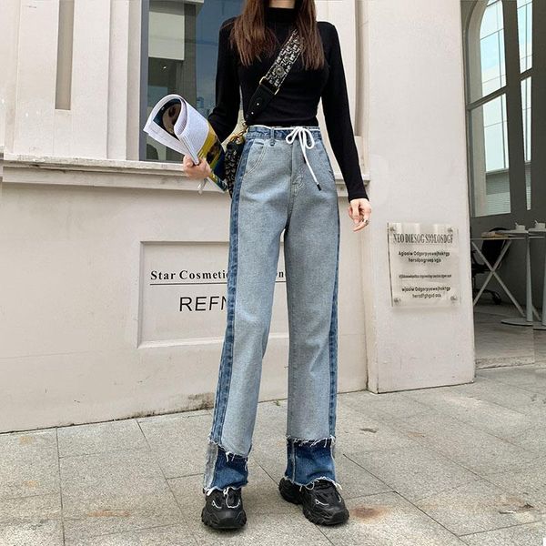 women's jeans 2021 early autumn stitching wild grinding white straight leg pants large size loose show thin trousers, Blue
women's jeans 2021 early autumn stitching wild grinding white straight leg pants large size loose show thin trousers, Blue