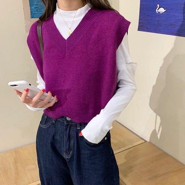 casual tank autumn korean women sweaters style v neck knitted vest sleeveless pullover woman acrylic t501, White;black
casual tank autumn korean women sweaters style v neck knitted vest sleeveless pullover woman acrylic t501, White;black