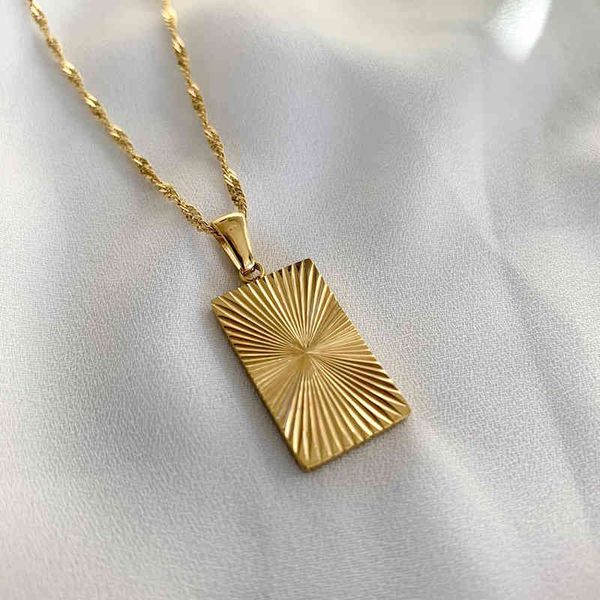bohemia stainless steel charm 18k gold filled sunburst rectangle pendant necklace for women jewelry, Silver
bohemia stainless steel charm 18k gold filled sunburst rectangle pendant necklace for women jewelry, Silver