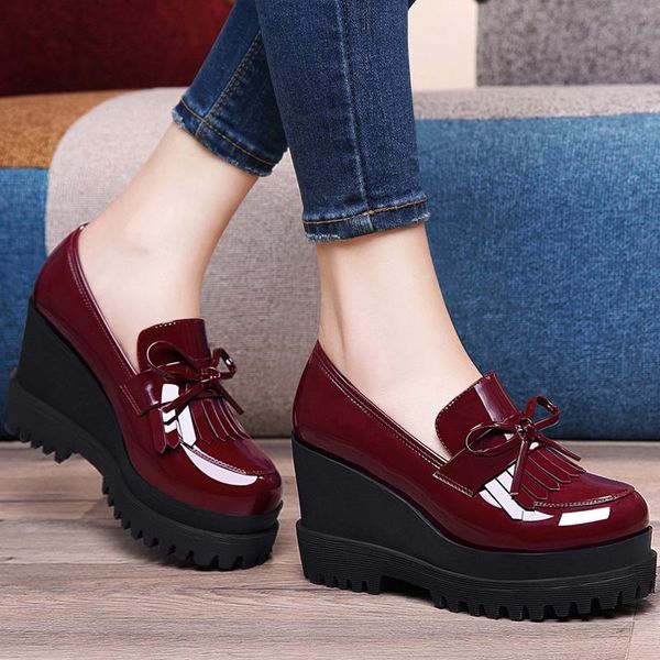 dress shoes spring autumn women's fashion trend pumps woman wedge single casual high heels british thick-soled platform, Black
dress shoes spring autumn women's fashion trend pumps woman wedge single casual high heels british thick-soled platform, Black