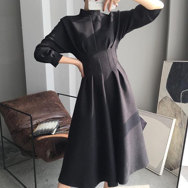 korea elegant stand collar vintage expansion women midi dress high waist pullover chic office lady fashion retro casual dresses, Black;gray
korea elegant stand collar vintage expansion women midi dress high waist pullover chic office lady fashion retro casual dresses, Black;gray