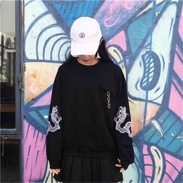 women autumn spring fashion korean style ulzzang dragon embroid loose hoodie comfortable arbitrary combination black hoodies
women autumn spring fashion korean style ulzzang dragon embroid loose hoodie comfortable arbitrary combination black hoodies