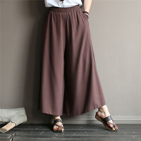 johnature women wide leg pants elastic waist spring summer solid color plus size women casual pants vintage trouser 210521, Black;white
johnature women wide leg pants elastic waist spring summer solid color plus size women casual pants vintage trouser 210521, Black;white