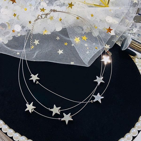 silver star choker necklace chain alloy dangle dainty charm multi-layer women fashion jewelry adjustable trendy gift chokers, Golden;silver 
silver star choker necklace chain alloy dangle dainty charm multi-layer women fashion jewelry adjustable trendy gift chokers, Golden;silver