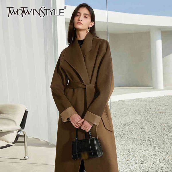 twotwinstyle tweed casual coat for women lapel long sleeve sashes lace up solid minimalist temperament coats female 210517, Black
twotwinstyle tweed casual coat for women lapel long sleeve sashes lace up solid minimalist temperament coats female 210517, Black