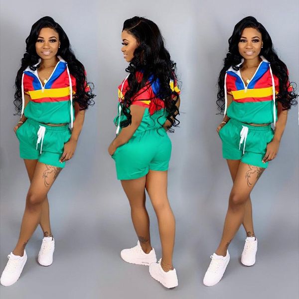 women's tracksuits 28ss3586 summer fashion casual hooded sports color contrast splicing short sleeve + shorts set, Gray
women's tracksuits 28ss3586 summer fashion casual hooded sports color contrast splicing short sleeve + shorts set, Gray