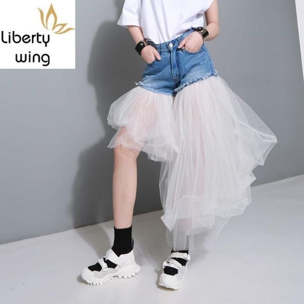 women's jeans harajuku summer denim women irregular patchwork mesh casual high waist womens shorts fashion blue black
women's jeans harajuku summer denim women irregular patchwork mesh casual high waist womens shorts fashion blue black