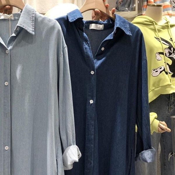 casual dresses mazefeng 2021 women denim shirt dress summer vintage single breasted streetwear loose split blue long, Black;gray
casual dresses mazefeng 2021 women denim shirt dress summer vintage single breasted streetwear loose split blue long, Black;gray